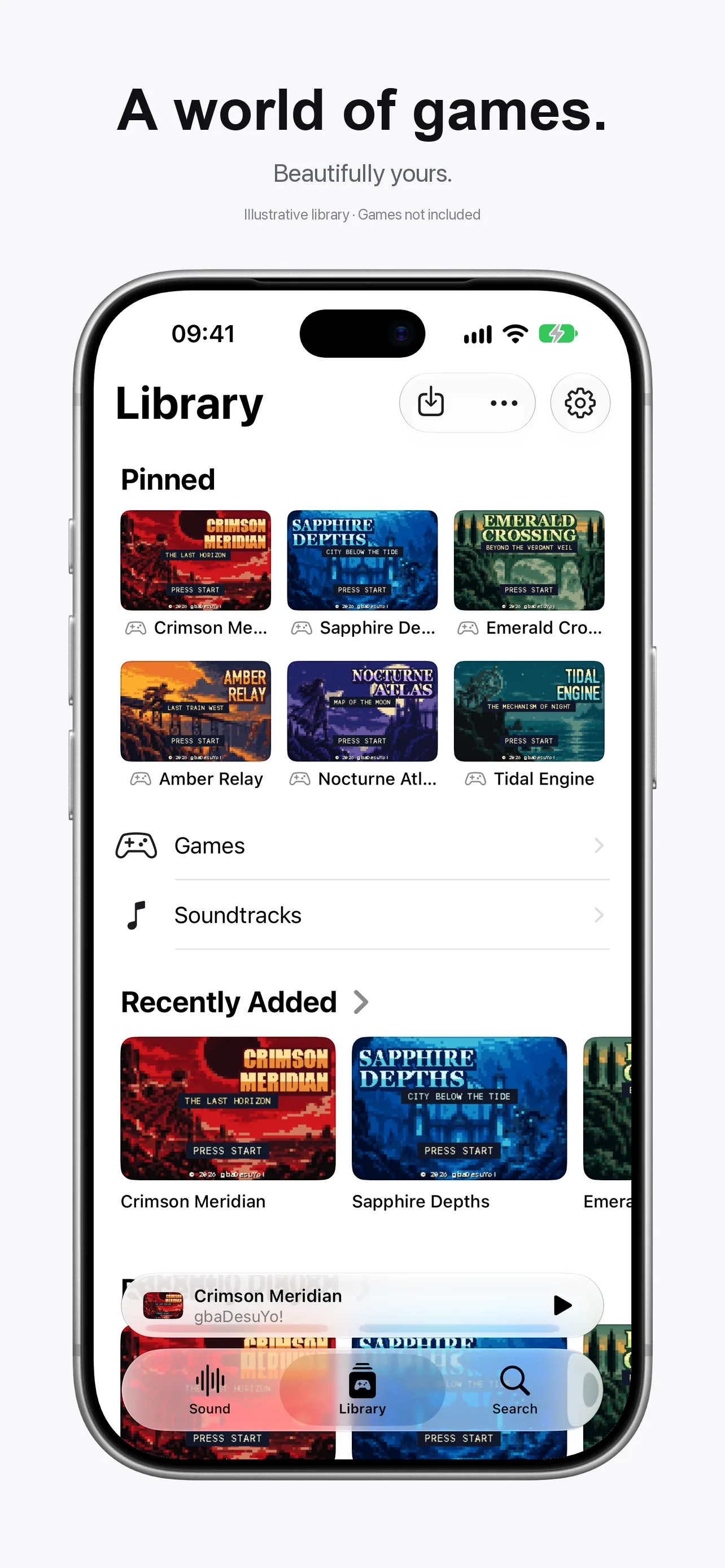 Full GBA library with original fictional title-screen artwork