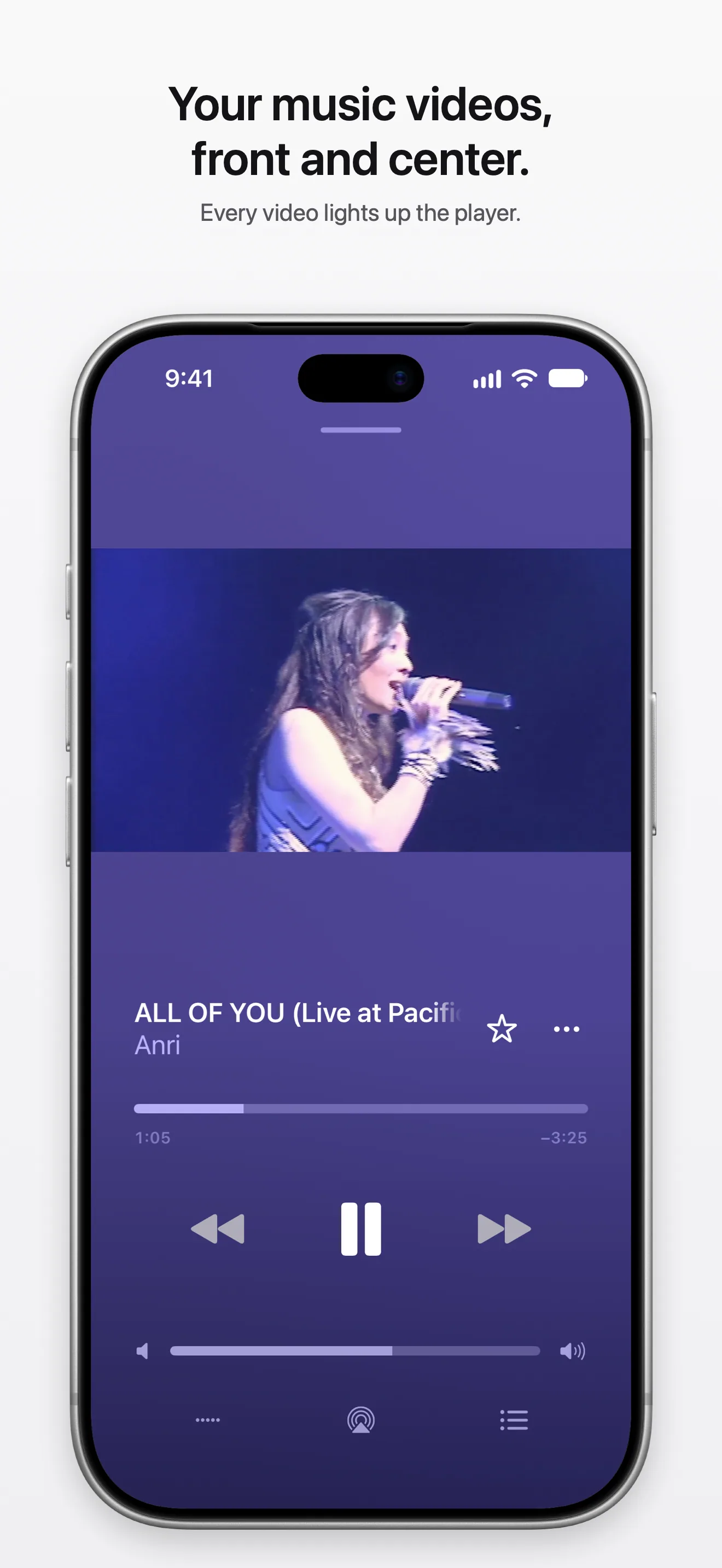 A music video playing in the player